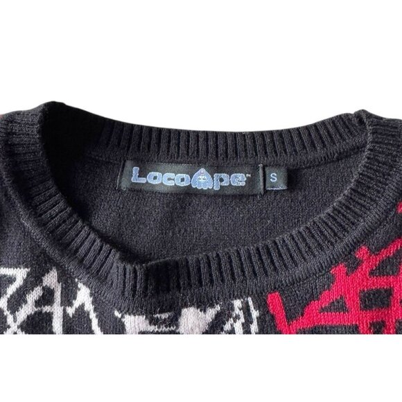 Loco Ape Men's Sz S Anthrax Black Red White Pullover Sweater Locoape - Picture 4 of 9